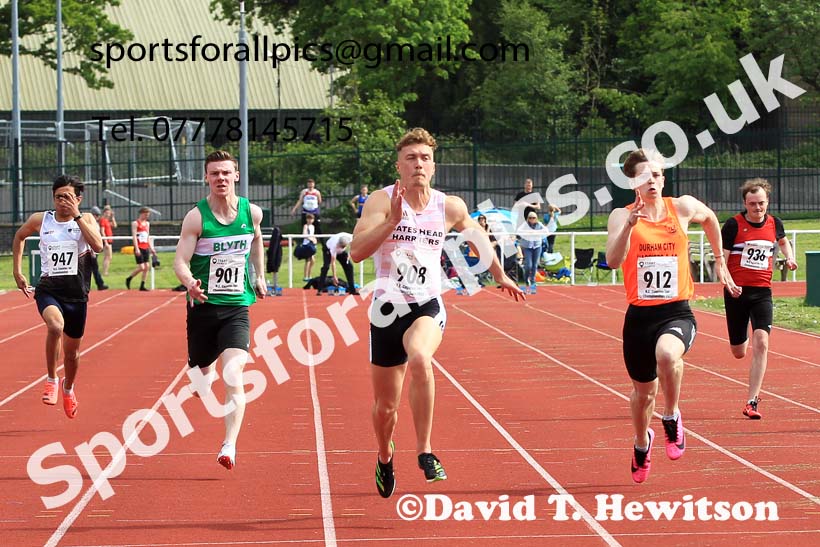 Men and Boys 100 metres, 2022 North Eastern Track and Field Champs., Middlesbrough. David T. Hewitson/Sports for All Pics